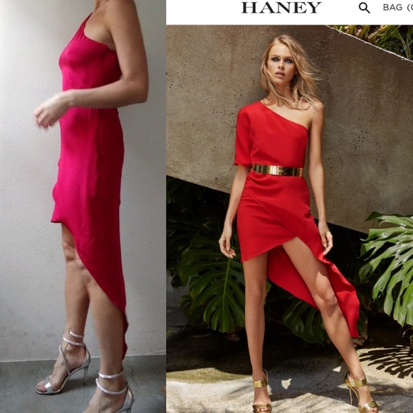 Haney Dresses & Skirts - HANEY Marta red silk luxury high low 2022 dress 2